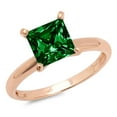 thumbnail image 1 of 2 ct Princess Cut Simulated Emerald Solitaire 14K Rose Gold Womens Engagement Ring, 1 of 4