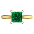 thumbnail image 1 of 2 ct Princess Cut Simulated Emerald Solitaire 14K Yellow Gold Womens Engagement Ring, 1 of 5