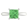 thumbnail image 1 of 2 ct Princess Cut Simulated Green Diamond Solitaire 18K White Gold Womens Engagement Ring, 1 of 5