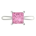 thumbnail image 1 of 2 ct Princess Cut Simulated Pink Diamond Solitaire Engagement Ring for Women in 18K White Gold, 1 of 5