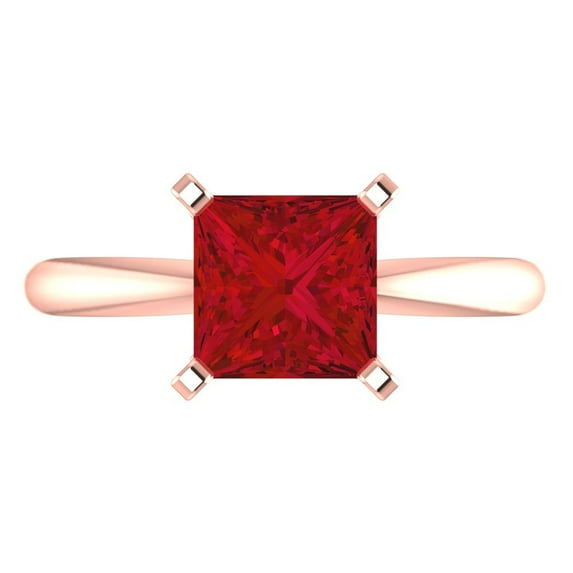 Clara Pucci 14K Rose Gold 2ct Tourmaline Solitaire Ring for Women