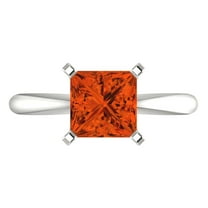 2 ct Princess Cut Simulated Red Diamond Solitaire Engagement Ring for Women in 14K White Gold