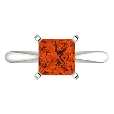 2 ct Princess Cut Simulated Red Diamond Solitaire Engagement Ring for Women in 14K White Gold