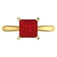 thumbnail image 1 of 2 ct Princess Cut Simulated Ruby Solitaire 18K Yellow Gold Womens Engagement Ring, 1 of 5