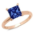 thumbnail image 1 of 2 ct Princess Cut Simulated Tanzanite Solitaire 14K Rose Gold Womens Engagement Ring, 1 of 3