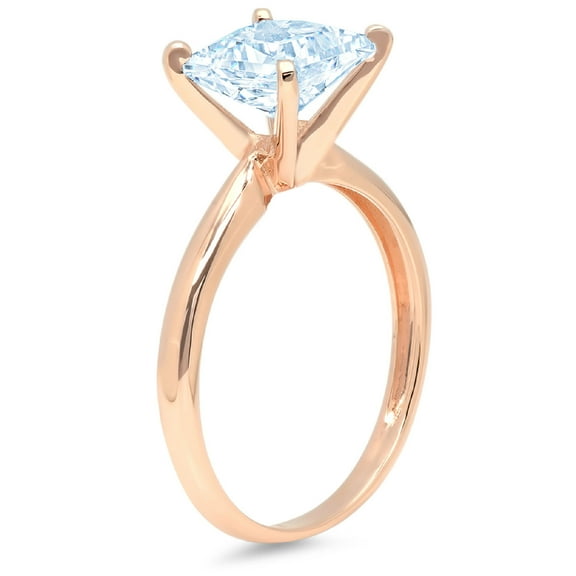 2 ct Princess Cut Simulated Tanzanite Solitaire Engagement Ring for Women in 14K Rose Gold