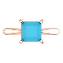 2 ct Princess Cut Simulated Turquoise Solitaire Engagement Ring for Women in 14K Rose Gold