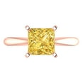 thumbnail image 1 of 2 ct Princess Cut Simulated Yellow Diamond Solitaire 14K Rose Gold Womens Engagement Ring, 1 of 5