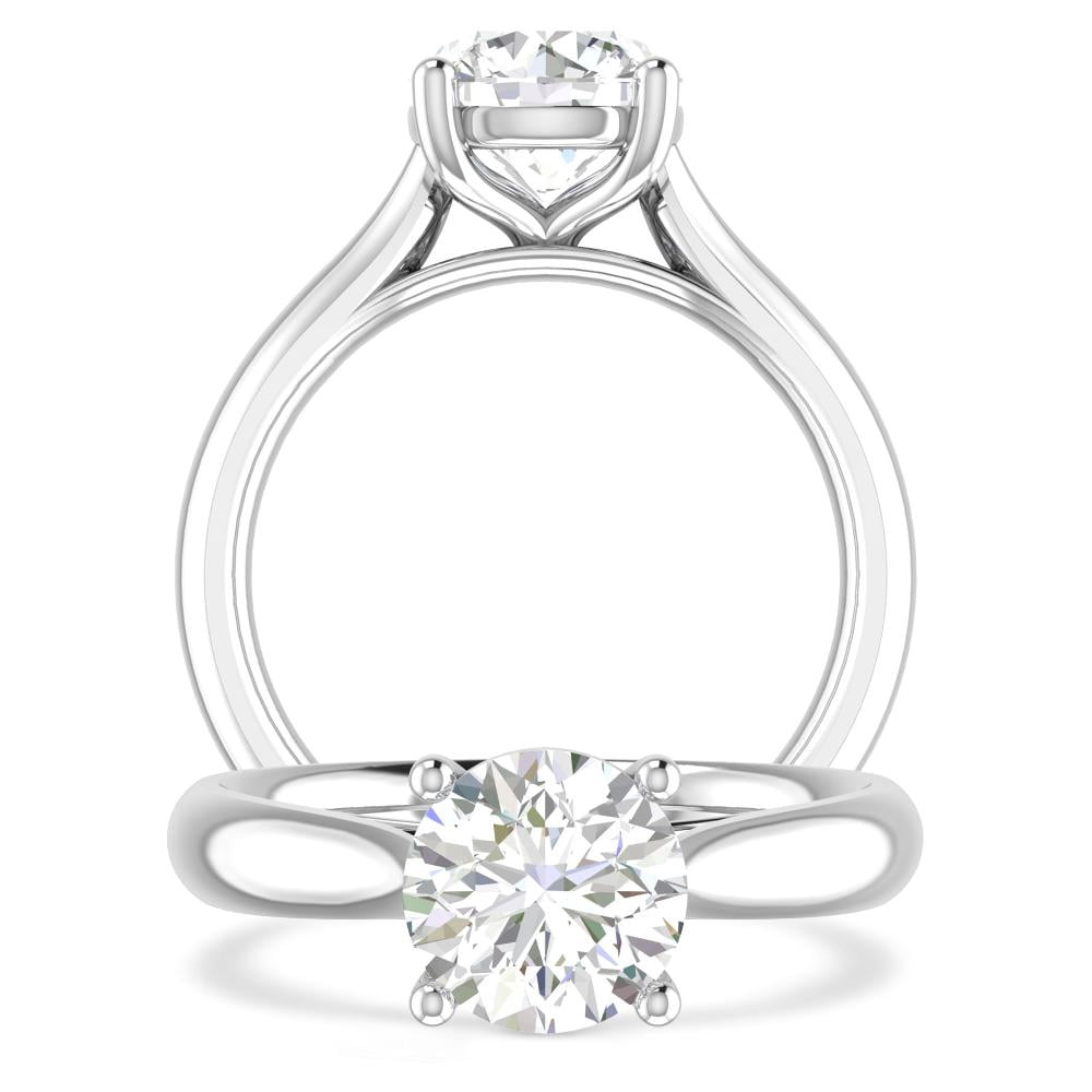 2 ct Round Cathedral Lab Grown Diamond Solitaire Engagement Ring With ...