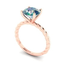 2 ct Round Cut Blue Moissanite Solitaire Engagement Ring for Women in 18K Rose Gold