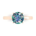 thumbnail image 1 of 2 ct Round Cut Blue Moissanite Solitaire Engagement Ring for Women in 18K Rose Gold, 1 of 5