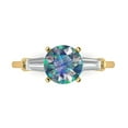 thumbnail image 1 of 2 ct Round Cut Blue Moissanite Three-Stone Engagement Ring for Women in 18K Yellow Gold, 1 of 5