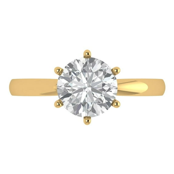 Clara Pucci 14K Yellow Gold Solid Gold Moissanite Solitaire Anniversary Ring for Women - 2 cttw Round Cut