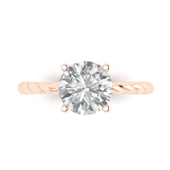 2 ct Round Cut Moissanite Solitaire Engagement Ring for Women in 14K Rose Gold