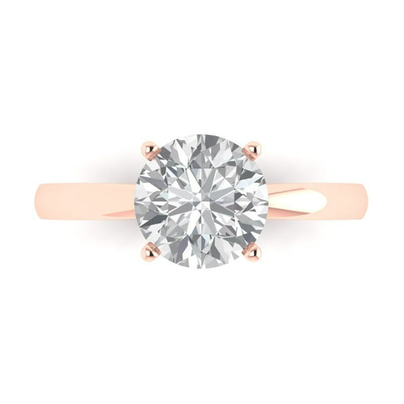 2 ct Round Cut Moissanite Solitaire Engagement Ring for Women in 18K Rose Gold