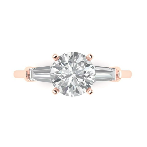 2 ct Round Cut Moissanite Three-Stone Engagement Ring for Women in 14K Rose Gold