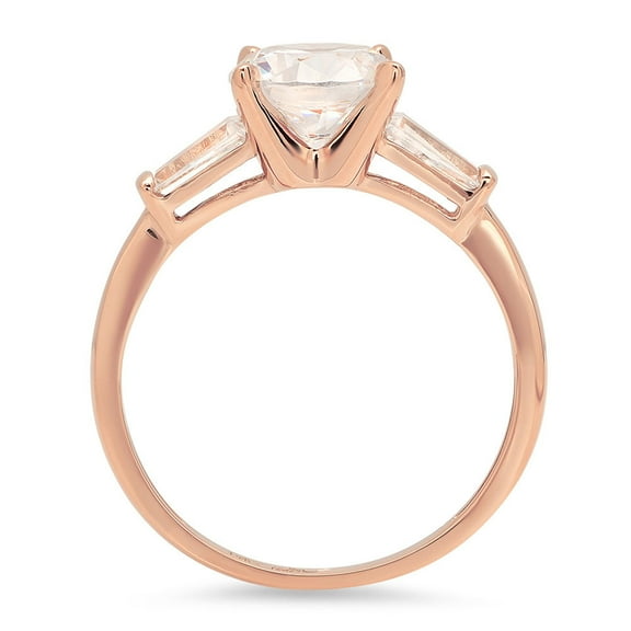 2 ct Round Cut Moissanite Three-Stone Engagement Ring for Women in 18K Rose Gold