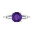 thumbnail image 1 of Clara Pucci 14K White Gold Solid Gold Amethyst Three-Stone Anniversary Ring for Women - 2 cttw Round Cut, 1 of 8