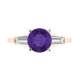 thumbnail image 1 of 2 ctw 3 Stone Anniversary Ring for Women | Round Cut Natural Amethyst | Hyperallergenic Solid 18K Rose Gold, 1 of 5