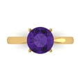 thumbnail image 1 of Clara Pucci 14K Yellow Gold Solid Gold Amethyst Solitaire Anniversary Ring for Women - 2 cttw Round Cut, 1 of 8