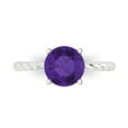 thumbnail image 1 of 2 ct Round Cut Natural Amethyst Solitaire Engagement Ring for Women in 18K White Gold, 1 of 5