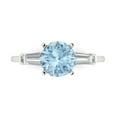 thumbnail image 1 of Clara Pucci 14K White Gold Solid Gold Aquamarine Three-Stone Anniversary Ring for Women - 2 cttw Round Cut, 1 of 8