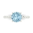 thumbnail image 1 of 2 ct Round Cut Natural Aquamarine Solitaire Engagement Ring for Women in 18K White Gold, 1 of 5