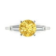 thumbnail image 1 of 2 ct Round Cut Natural Citrine 3 Stone 18K White Gold Womens Engagement Ring, 1 of 5