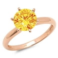 thumbnail image 1 of 2 ct Round Cut Natural Citrine Solitaire 18K Rose Gold Womens Engagement Ring, 1 of 5