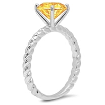 2 ct Round Cut Natural Citrine Solitaire Engagement Ring for Women in 18K White Gold