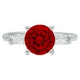thumbnail image 1 of 2 ct Round Cut Natural Garnet 3 Stone 14K White Gold Womens Engagement Ring, 1 of 4