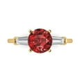 thumbnail image 1 of 2 ctw 3 Stone Anniversary Ring for Women | Round Cut Natural Garnet | Hyperallergenic Solid 14K Yellow Gold, 1 of 5