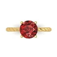 thumbnail image 1 of 2 ct Round Cut Natural Garnet Solitaire 18K Yellow Gold Womens Engagement Ring, 1 of 5