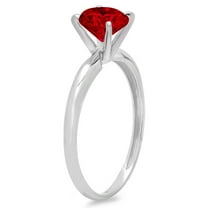2 ct Round Cut Natural Garnet Solitaire Engagement Ring for Women in 18K White Gold