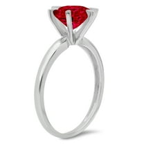 2 ct Round Cut Natural Garnet Solitaire Engagement Ring for Women in 18K White Gold