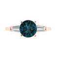 thumbnail image 1 of 2 ct Round Cut Natural London Blue Topaz 3 Stone 18K Rose Gold Womens Engagement Ring, 1 of 5