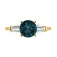 thumbnail image 1 of 2 ct Round Cut Natural London Blue Topaz 3 Stone 18K Yellow Gold Womens Engagement Ring, 1 of 5
