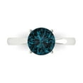 thumbnail image 1 of 2 ctw Solitaire Anniversary Ring for Women | Round Cut Natural London Blue Topaz | Hyperallergenic Solid 18K White Gold, 1 of 5
