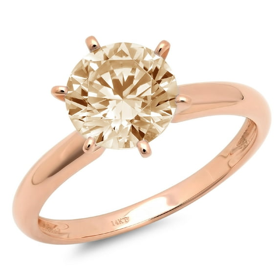 2 ct Round Cut Natural Morganite Solitaire 18K Rose Gold Womens Engagement Ring