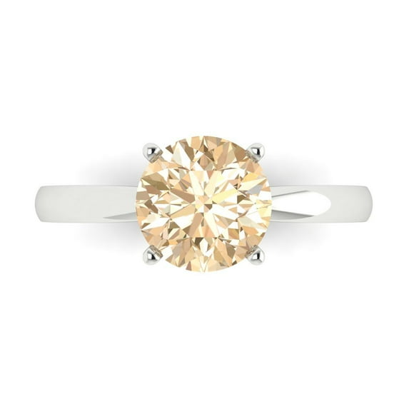 Clara Pucci 14K White Gold 2ct Morganite Solitaire Ring for Women