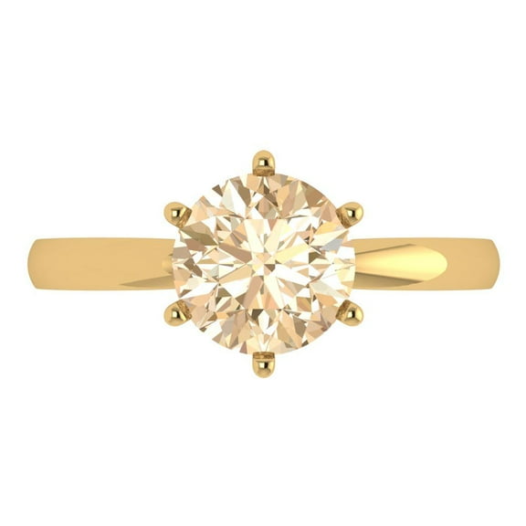 2 ct Round Cut Natural Morganite Solitaire Engagement Ring for Women in 14K Yellow Gold