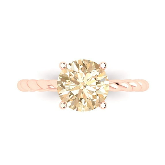 2 ct Round Cut Natural Morganite Solitaire Engagement Ring for Women in 18K Rose Gold