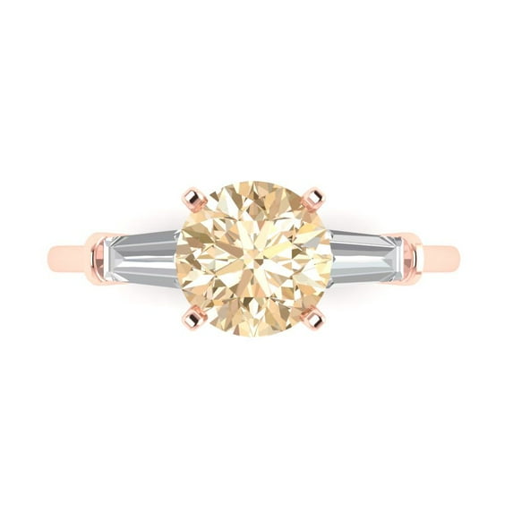 2 ct Round Cut Natural Morganite Three-Stone Engagement Ring for Women in 18K Rose Gold