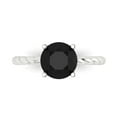 thumbnail image 1 of 2 ctw Solitaire Anniversary Ring for Women | Round Cut Natural Onyx | Hyperallergenic Solid 18K White Gold, 1 of 5