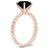 2 ct Round Cut Natural Onyx Solitaire Engagement Ring for Women in 18K Rose Gold