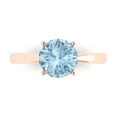 thumbnail image 1 of 2 ct Round Cut Natural Sky Blue Topaz Solitaire 18K Rose Gold Womens Engagement Ring, 1 of 5