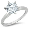 thumbnail image 1 of 2 ct Round Cut Natural Sky Blue Topaz Solitaire 18K White Gold Womens Engagement Ring, 1 of 6
