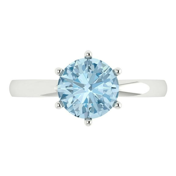 2 ct Round Cut Natural Sky Blue Topaz Solitaire Engagement Ring for Women in 18K White Gold