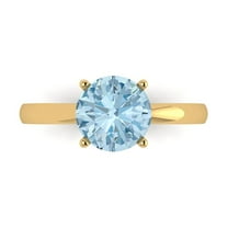 2 ct Round Cut Natural Sky Blue Topaz Solitaire Engagement Ring for Women in 18K Yellow Gold