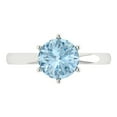 thumbnail image 1 of 2 ctw Solitaire Anniversary Ring for Women | Round Cut Natural Swiss Blue Topaz | Hyperallergenic Solid 18K White Gold, 1 of 5